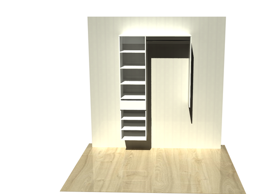 1.1 | Wardrobe shelving 900mm-1200mm left Tower 450w with 1 drawer