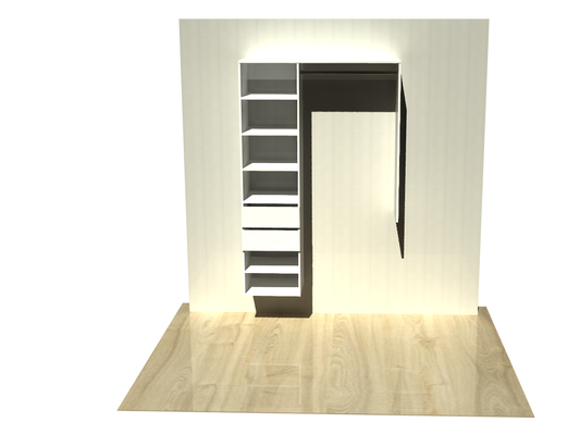 1.2 |  Wardrobe shelving 900mm-1200mm Left tower 450w with 2 drawers