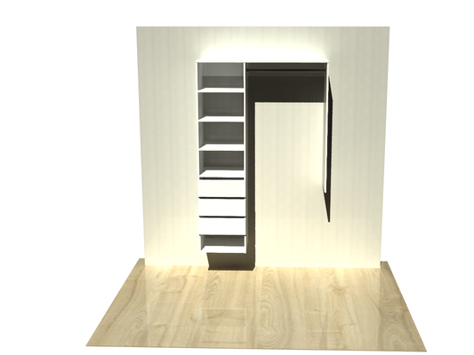 1.3 | Wardrobe shelving 900mm-1200mm left tower 450w with 3 drawers