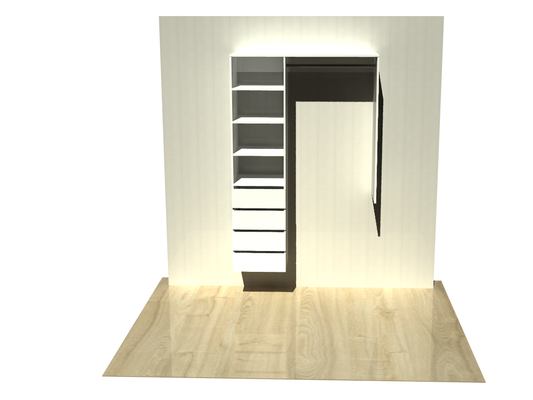 1.4 | Wardrobe shelving 900mm-1200mm left tower 450w with 4 drawers