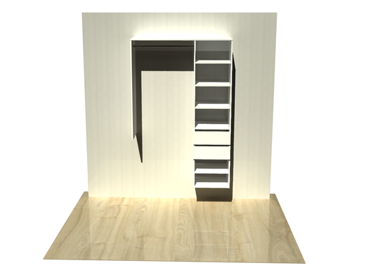 1.7 | Wardrobe shelving 900mm-1200mm right tower 450w with 2 drawers