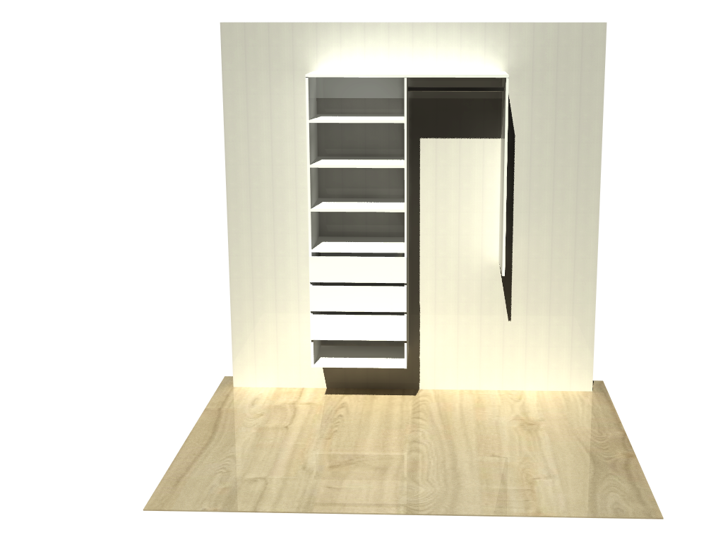 1.94 | Wardrobe shelving 900mm-1200mm left tower 600w with 3 drawers