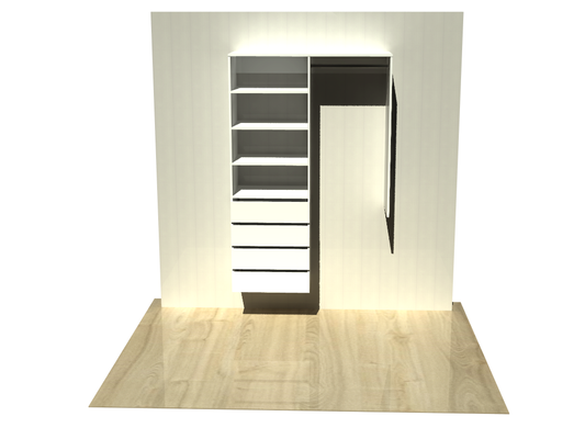 1.95 | Wardrobe shelving 900mm-1200mm left tower 600w with 4 drawers
