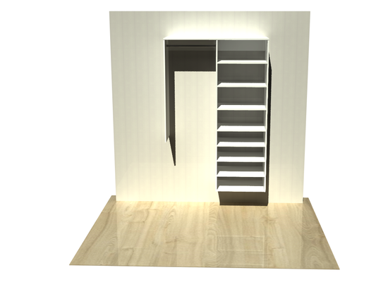 1.96 | Wardrobe shelving 900mm-1200mm Right Tower 600w with 8 shelves