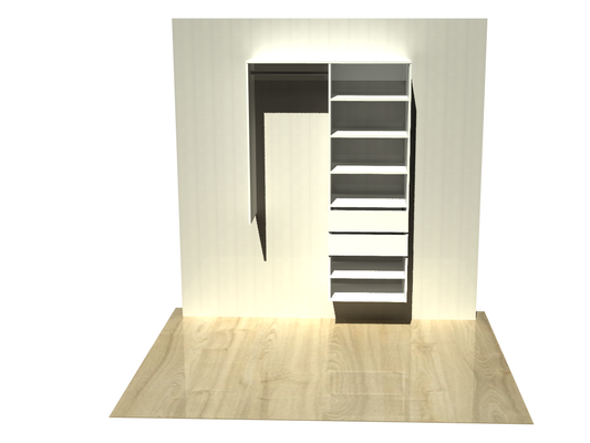 1.98 | Wardrobe shelving900mm-1200mm right tower 600w with 2 drawers