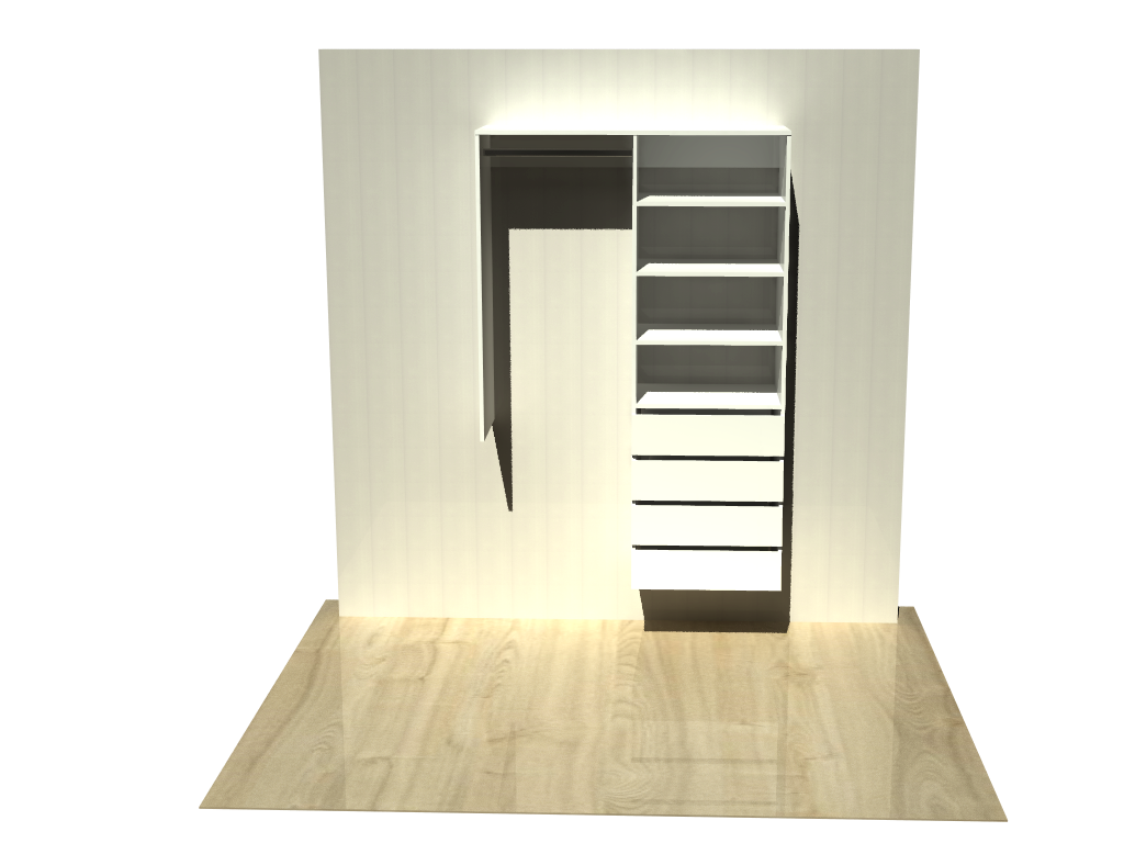 1.991 | Wardrobe shelving 900mm-1200mm right tower 600w with 4 drawers