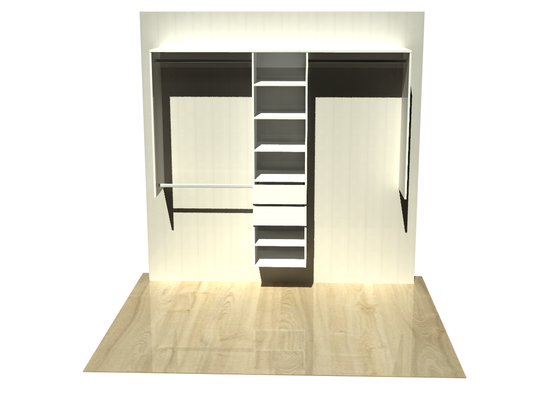 1.994 | Wardrobe shelving 1250mm-2100mm Centre tower 450w with 2 drawers