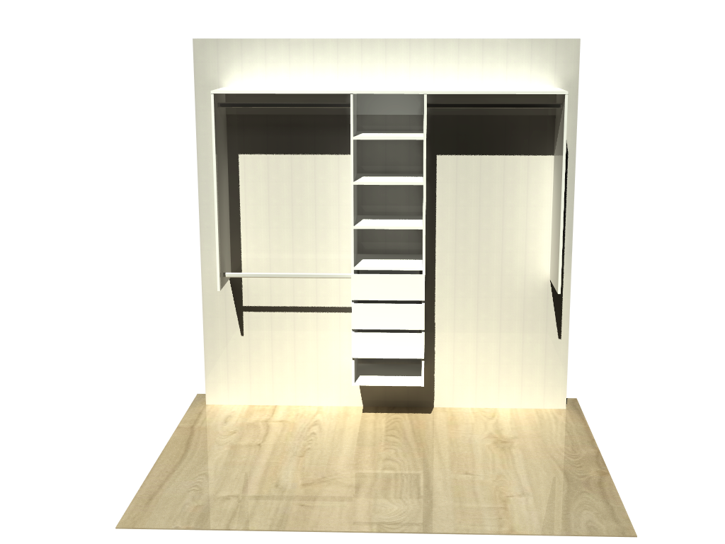 1.995 | Wardrobe shelving 1250mm-2100mm Centre tower 450w with 3 drawers