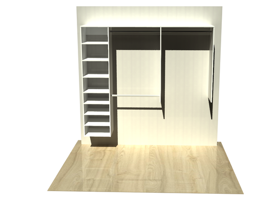 1.997 | Wardrobe shelving 1250mm-2100mm Open Left Tower 450w with 8 shelves