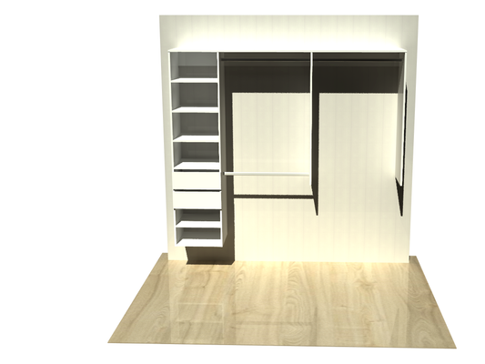 1.999 | Wardrobe shelving 1250mm-2100mm left tower 450w with 2 drawers