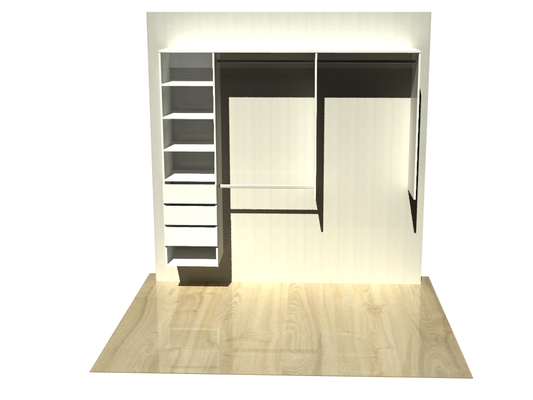 1.9991 | Wardrobe shelving 1250mm-2100mm left tower 450w with 3 drawers