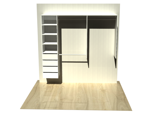 1.9992 | Wardrobe shelving 1250mm-2100mm left tower 450w with 4 drawers