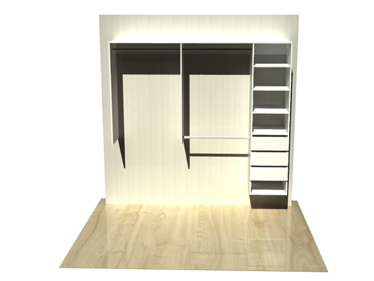 1.9996 | Wardrobe shelving 1250mm-2100mm right tower 450w with 3 drawers