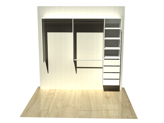 1.9997 | Wardrobe shelving 1250mm-2100mm right tower 450w with 4 drawers