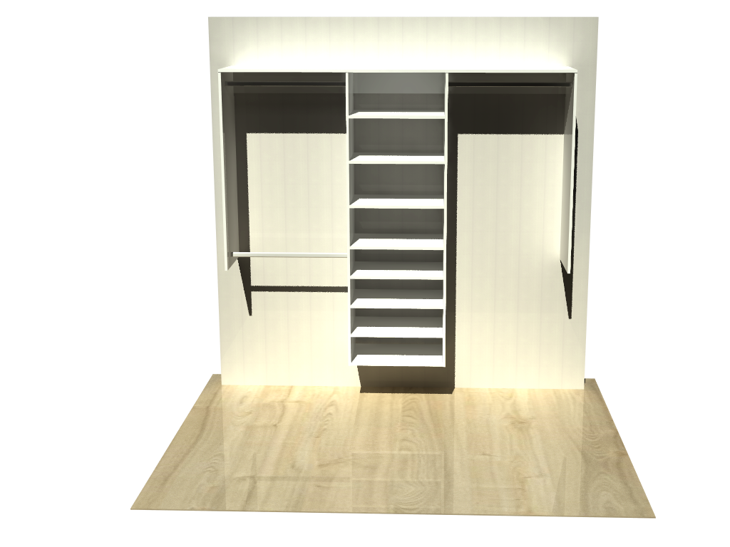 1.9998 |Wardrobe shelving 1400mm-2100mm Open central tower 600w with 7 shelves