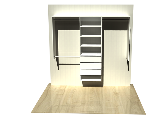 1.999999 | Wardrobe shelving 1400mm-2100mm Centre tower 600w with 3 drawers