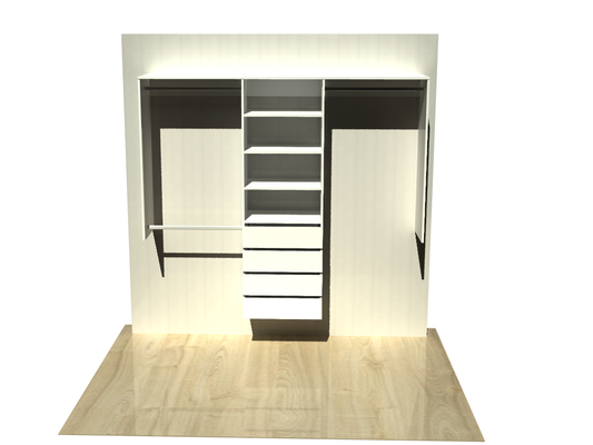 1.9999999|Wardrobe shelving 1400-2100mm centre tower with 4 drawers