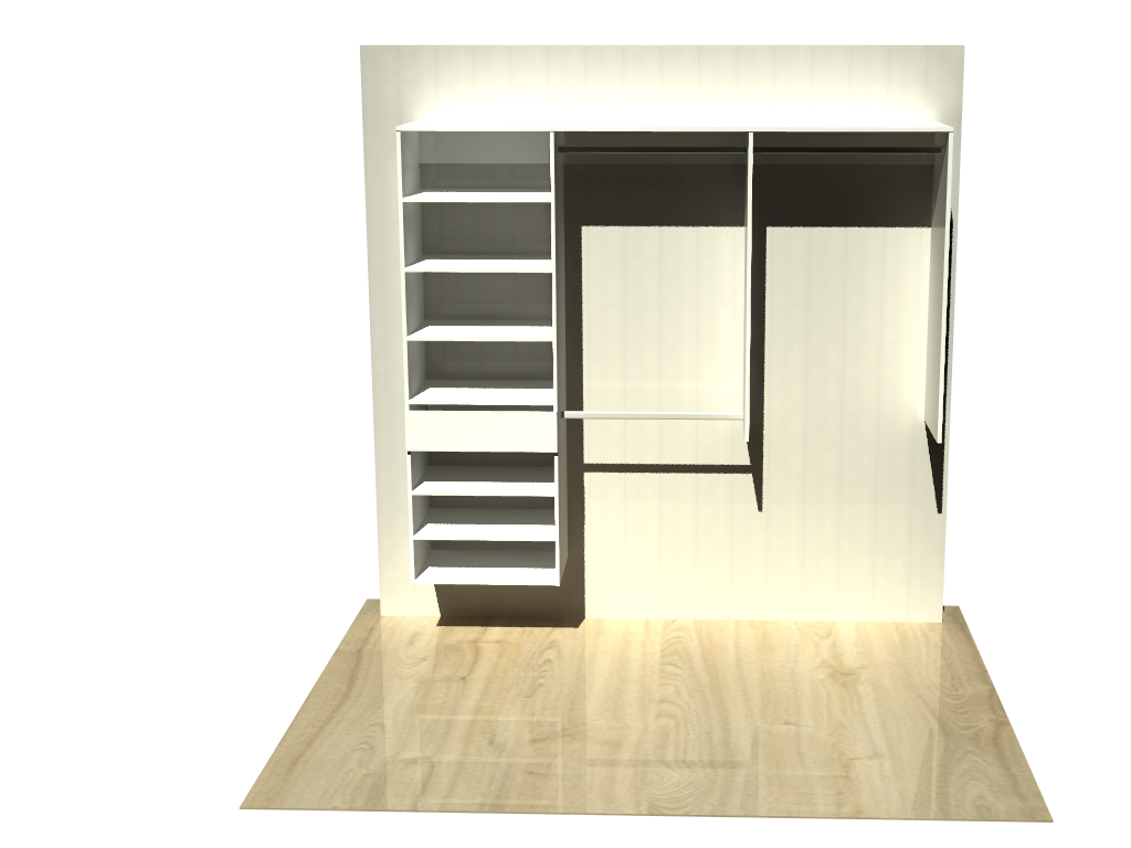 2.1 | Wardrobe shelving 1400mm-2100mm Left tower 600mm wide 1 drawer 7 shelves