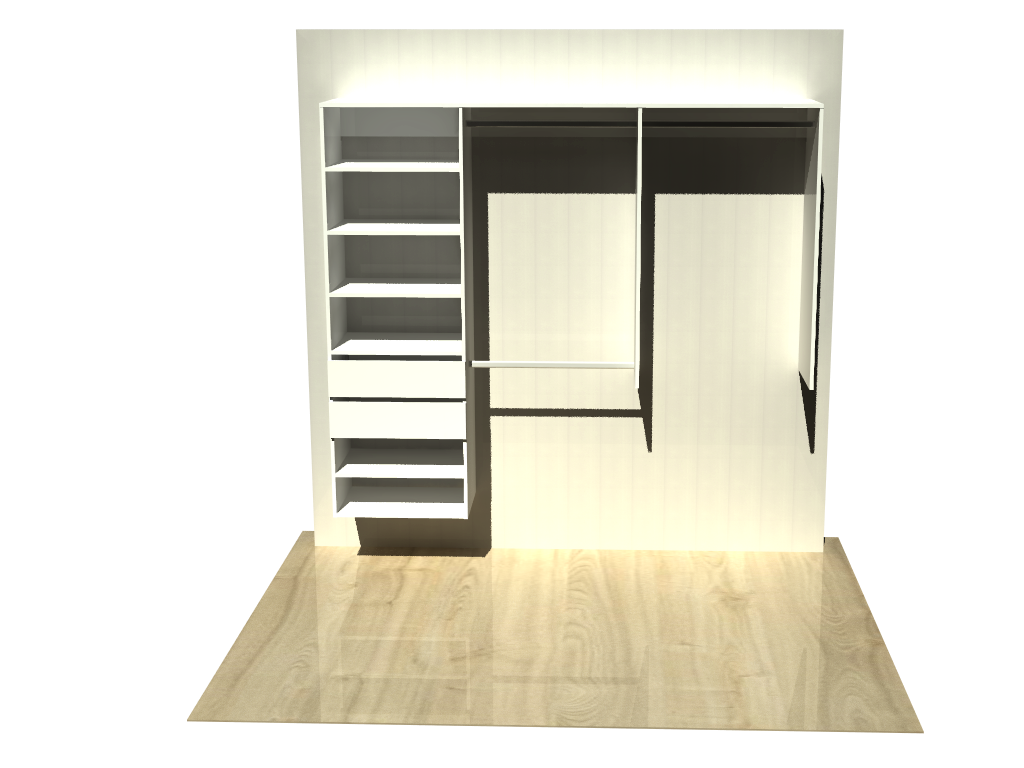 2.2 | Wardrobe shelving 1400-2100mm left tower 600w with 2 drawers