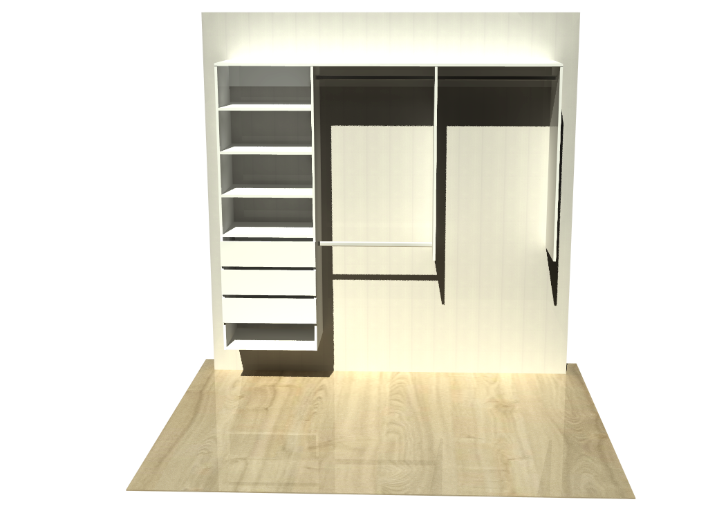 2.3 | Wardrobe shelving 1400mm-2100mm left tower 600w with 3 drawers