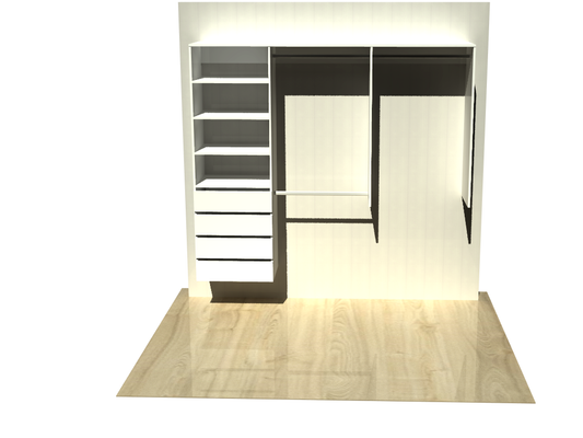 2.4 | Wardrobe shelving 1400mm-2100mm left tower 600w with 4 drawers