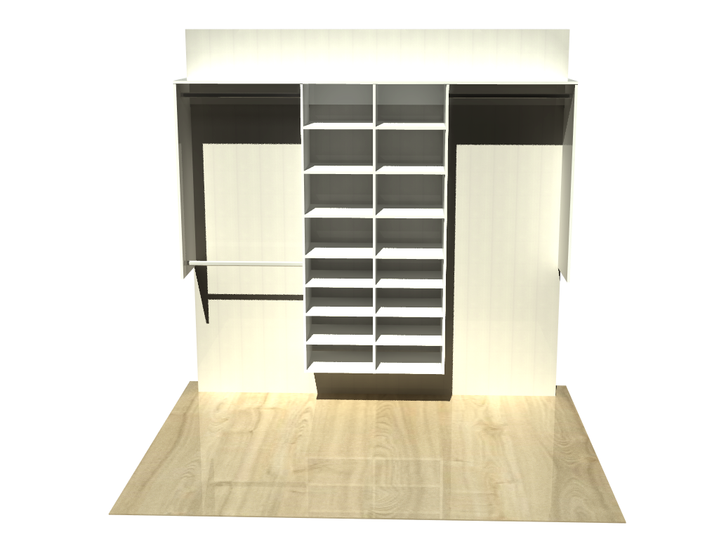 2.5 | Wardrobe shelving  2100 mm-2400mm Double central tower 450w with 16 shelves