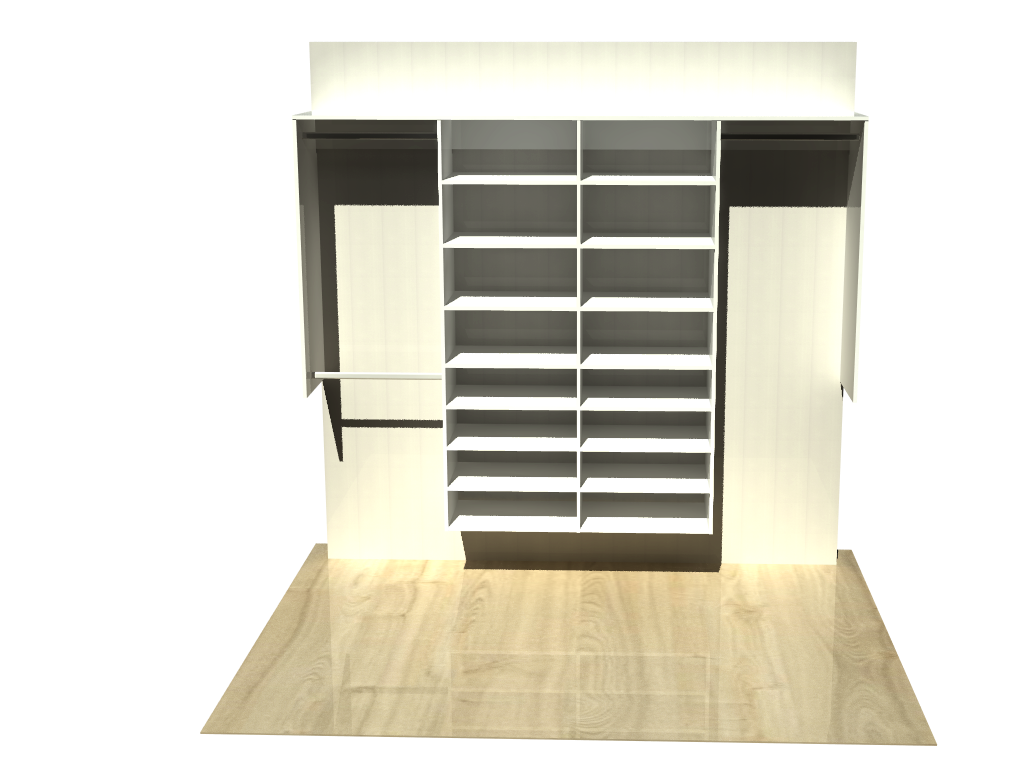 3.0 Wardrobe shelving 2100mm-2400mm Double central towers 450w 2 drawers with 14 shelves