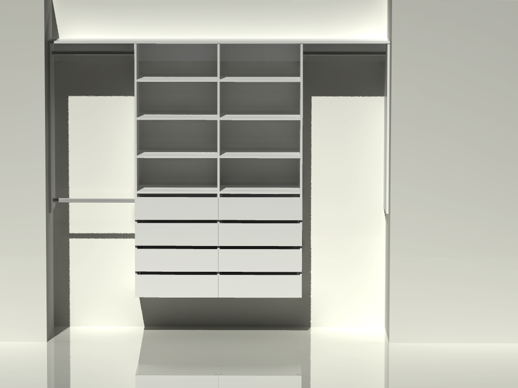 2.9 | Wardrobe shelving 2100mm-2400mm Double central tower 450w with 8 drawers & 10 shelves